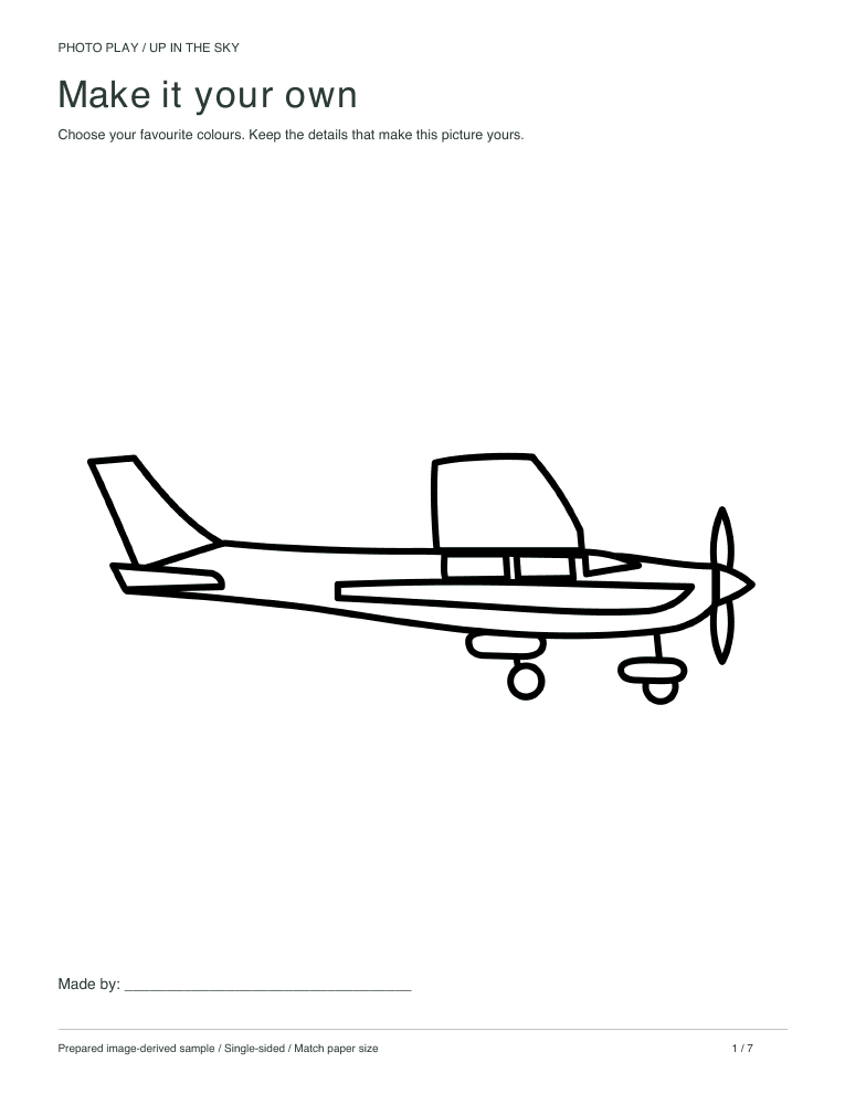 Airplane coloring page, free printable