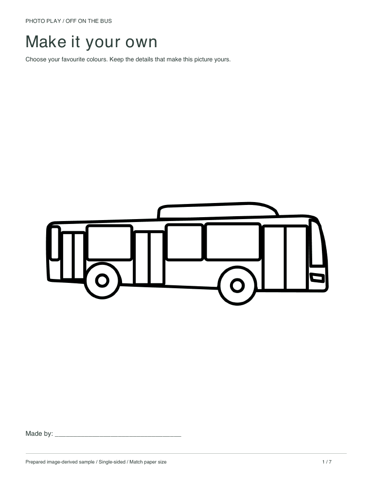 Bus coloring page, free printable