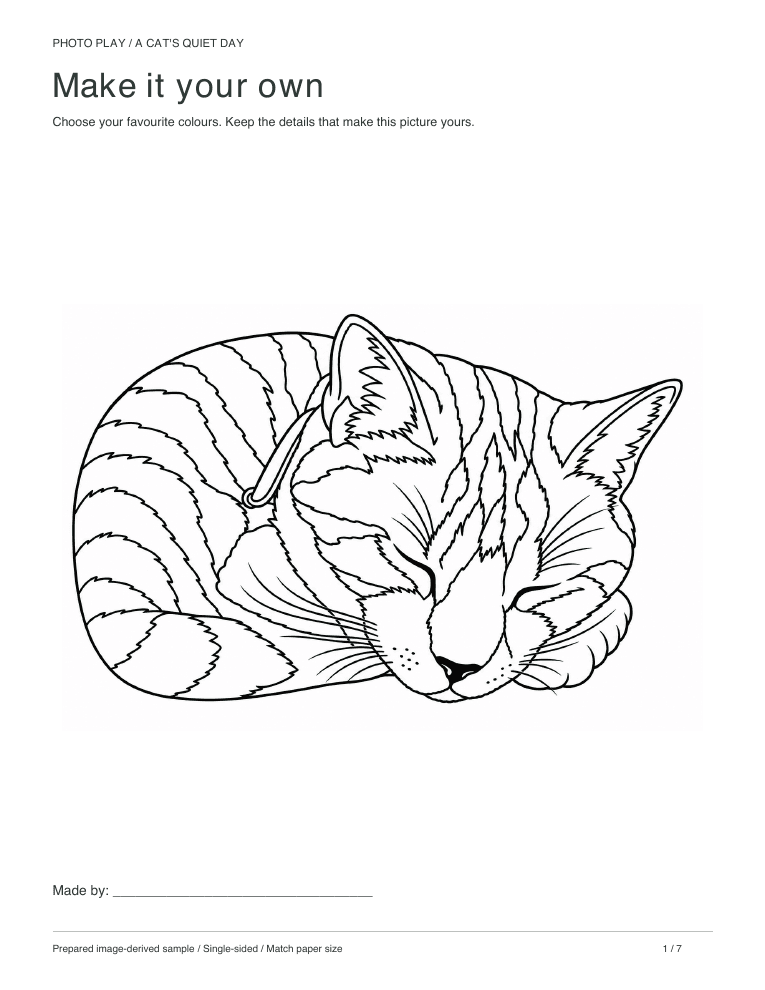 Cat coloring page, free printable