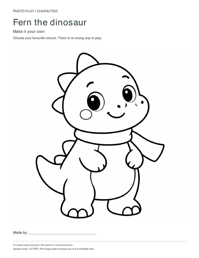 Dinosaur coloring page, free printable