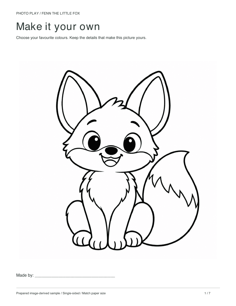 Fox coloring page, free printable