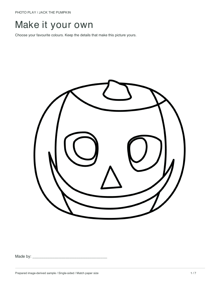 Jack-o'-lantern pumpkin coloring page, free printable