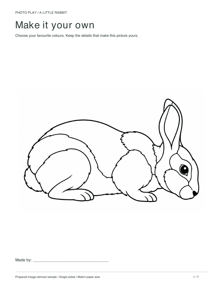 Rabbit coloring page, free printable