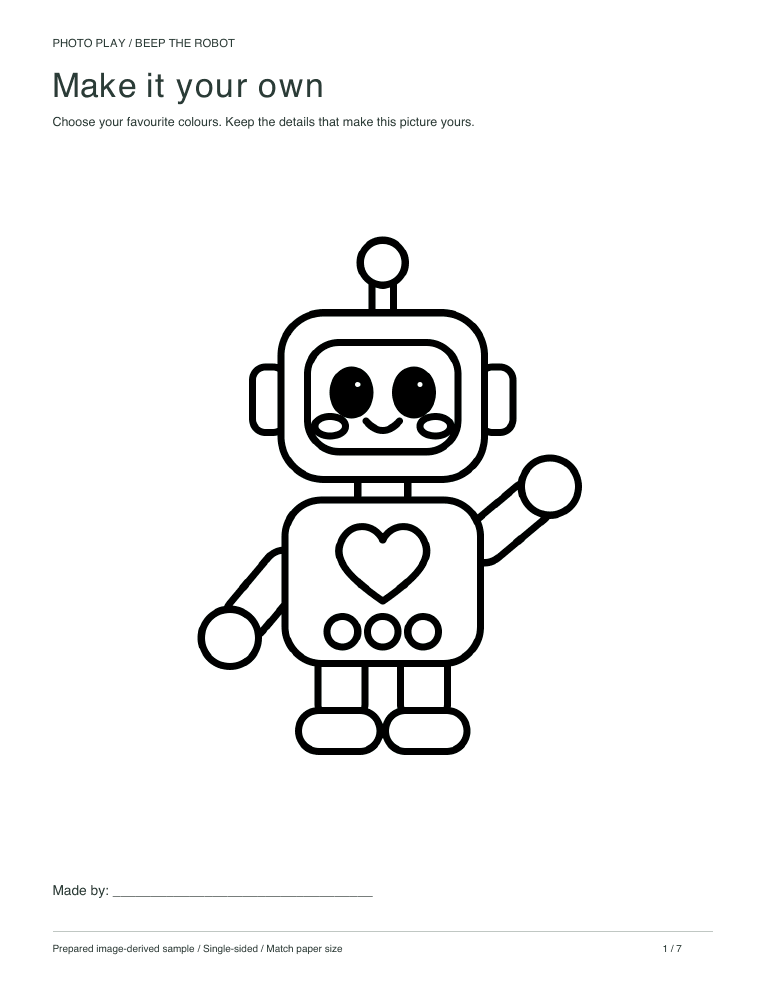 Robot coloring page, free printable