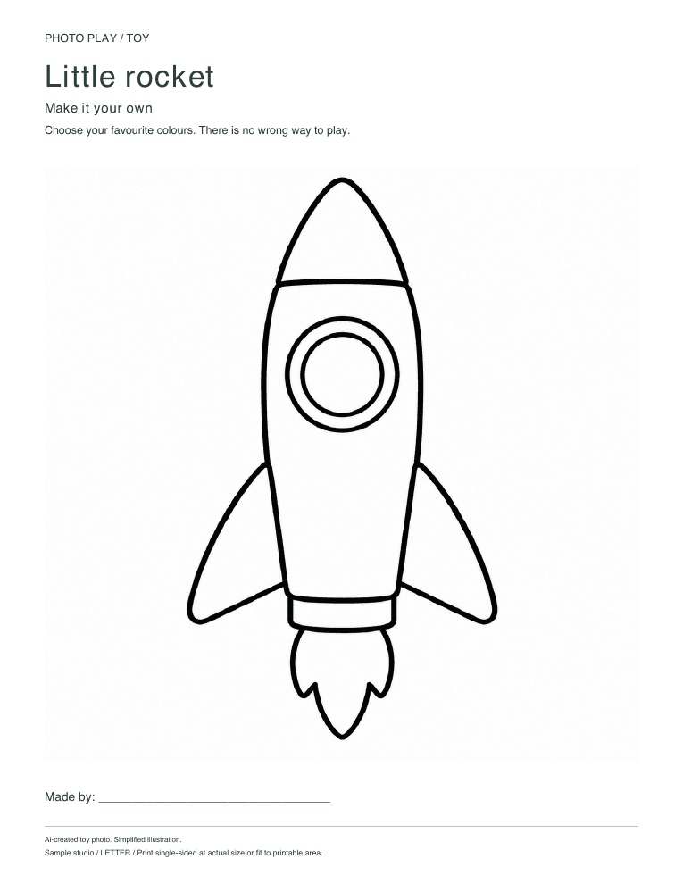 Rocket coloring page, free printable