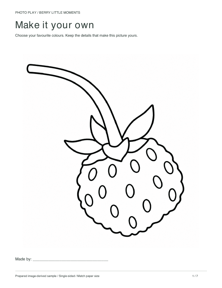 Strawberry coloring page, free printable