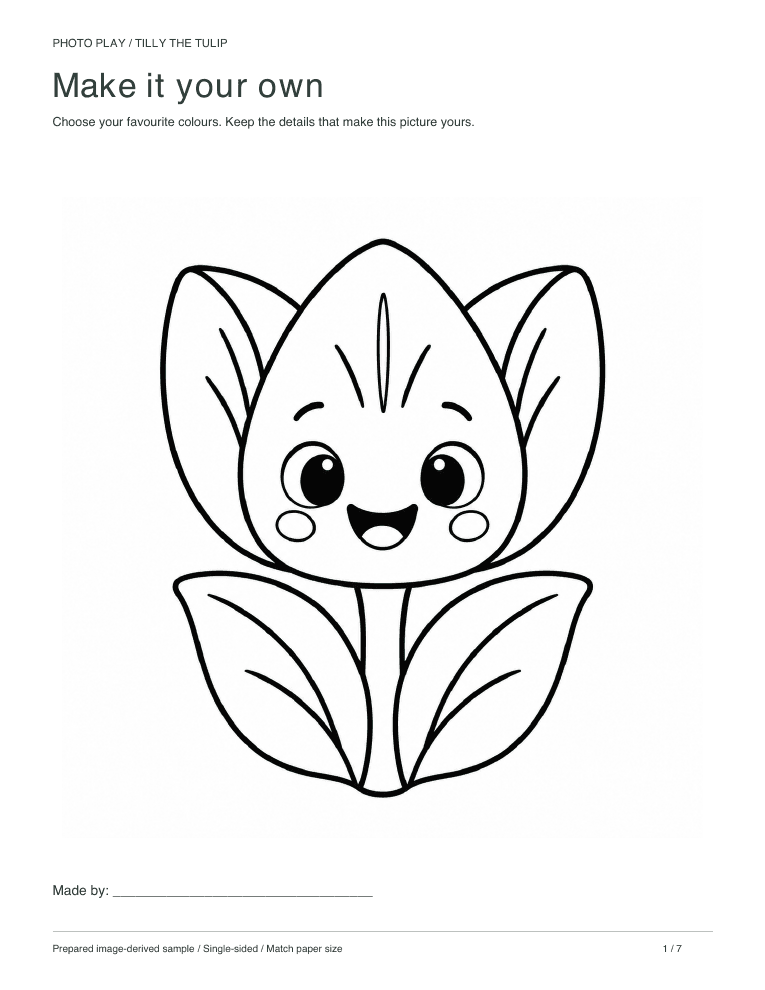 Tulip coloring page, free printable