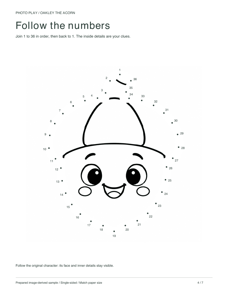 Acorn connect-the-dots worksheet
