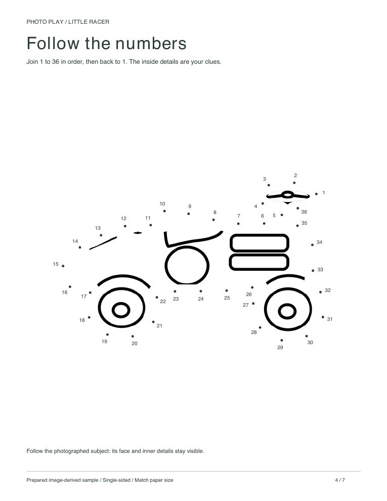 Toy car connect-the-dots worksheet