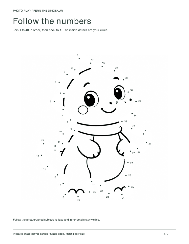 Dinosaur connect-the-dots worksheet