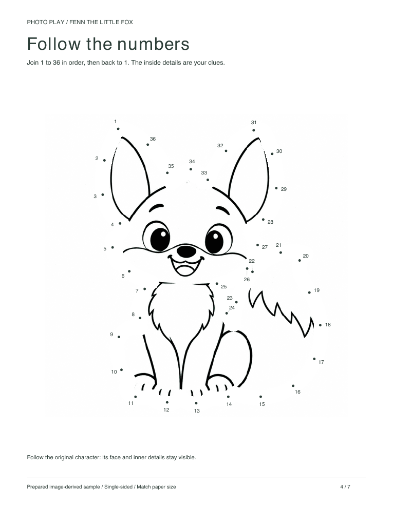 Fox connect-the-dots worksheet