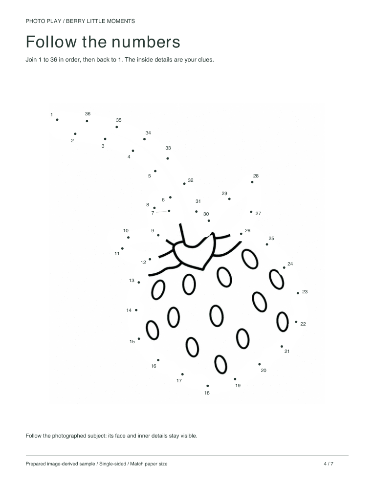 Strawberry connect-the-dots worksheet