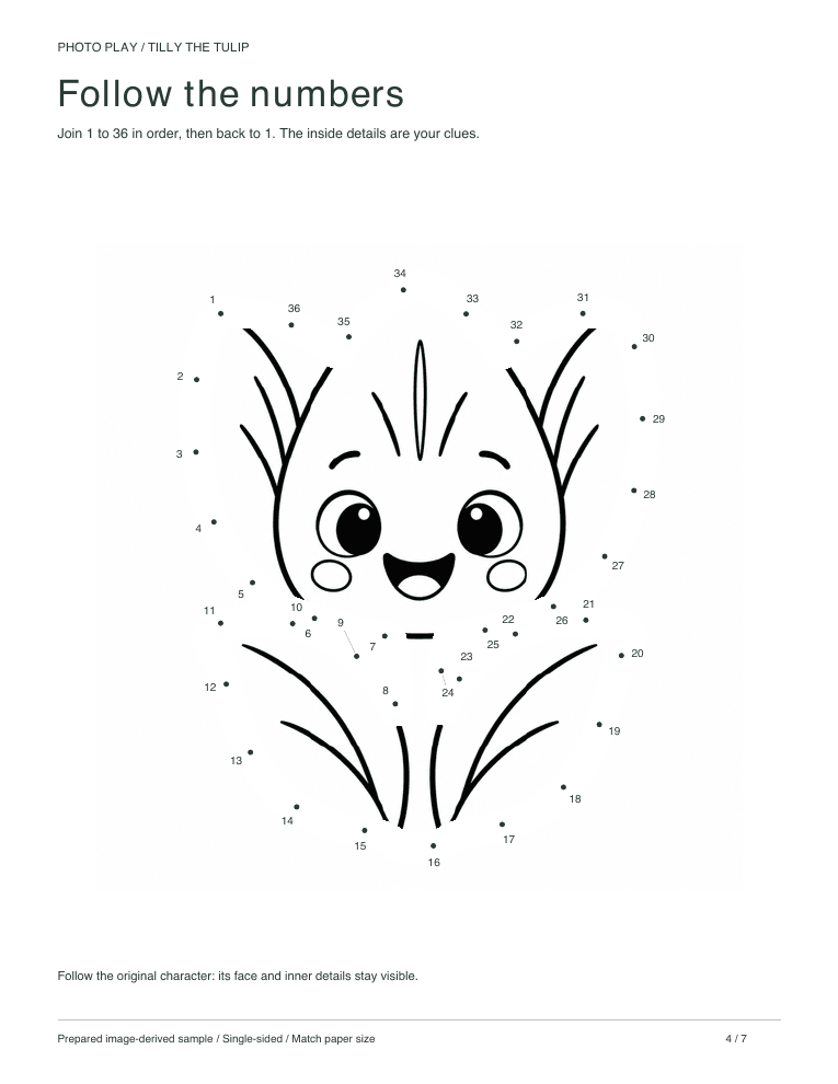 Tulip connect-the-dots worksheet